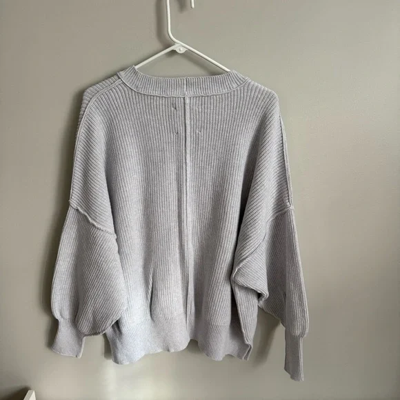 Aerie XL Gray Ribbed Oversized Sweater VGUC - Picture 3 of 4